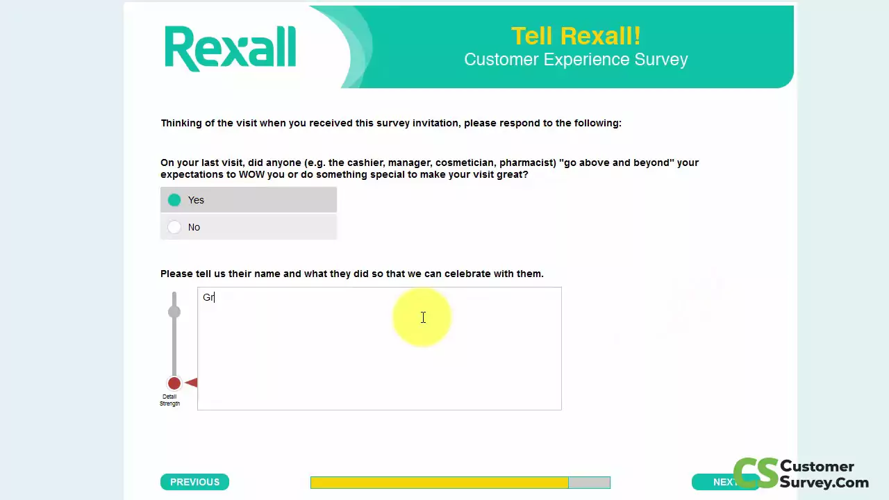 Tellrexall.com Feedback Survey 