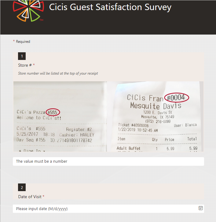 Cicisvisit.com Feedback Survey
