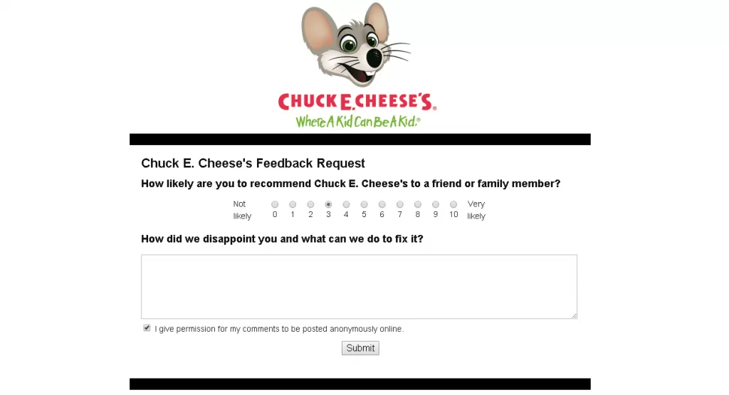 Chuckecheese.comFeedback